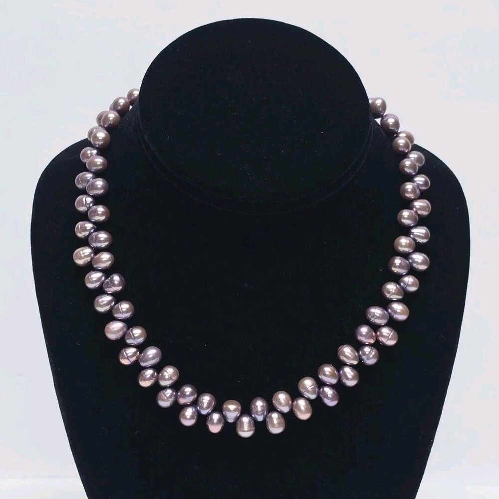 Vintage Rice Oval Pearl Freshwater Purple Collar Necklace Evening Formal